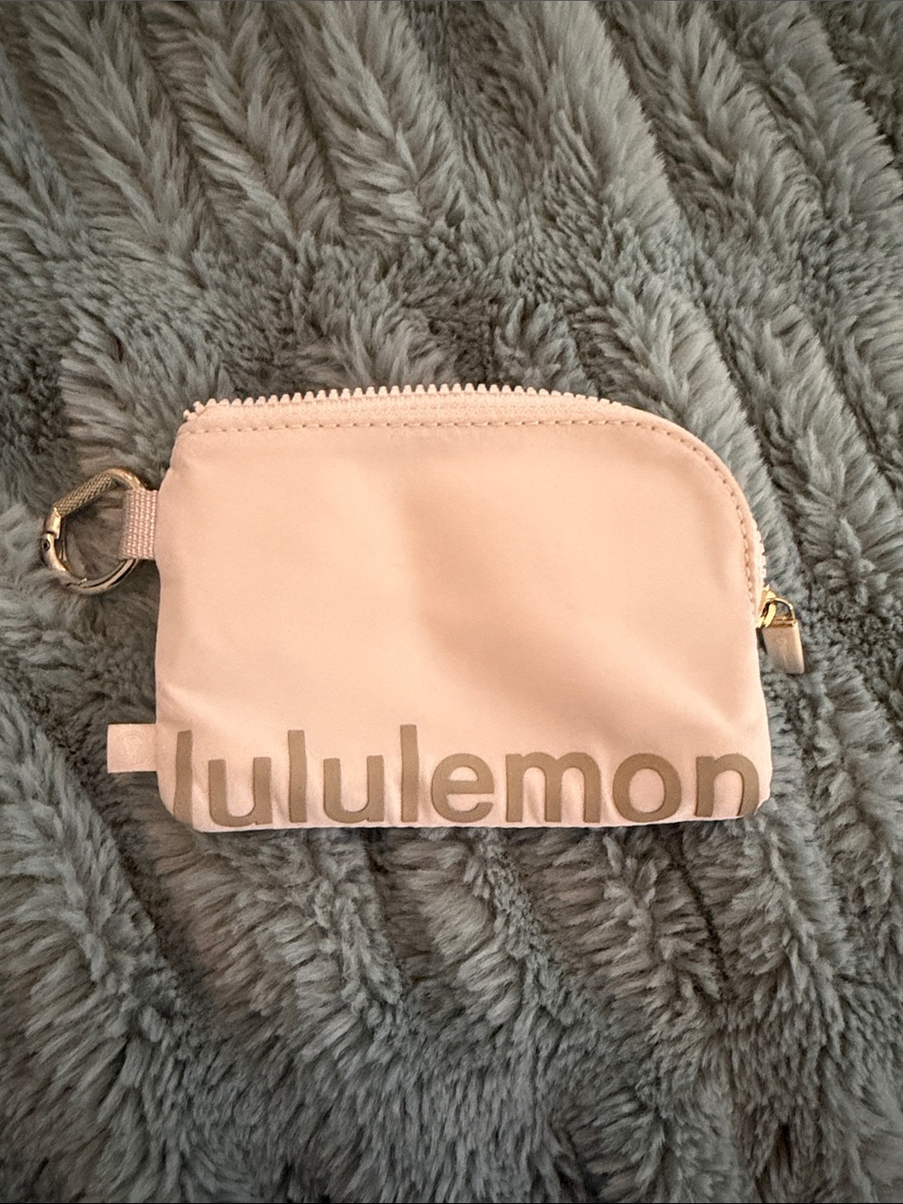 lululemon athletica Pale Pink Logo Cosmetic Pouch with Gold Hardware